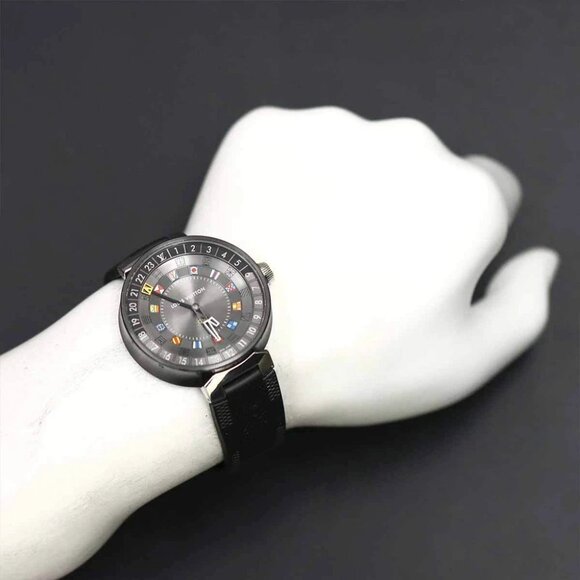 LOUIS VUITTON Tambour Moon Dual Time GMT QA097 Quarts Mens Watch 90282585 - Picture 3 of 8